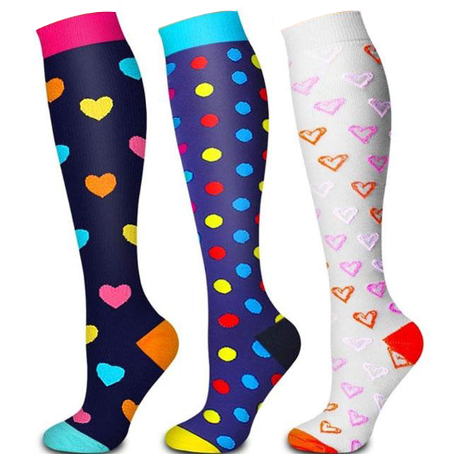 Hearts & Dots Socks <br>Compression Socks Unisex 3 PAIR